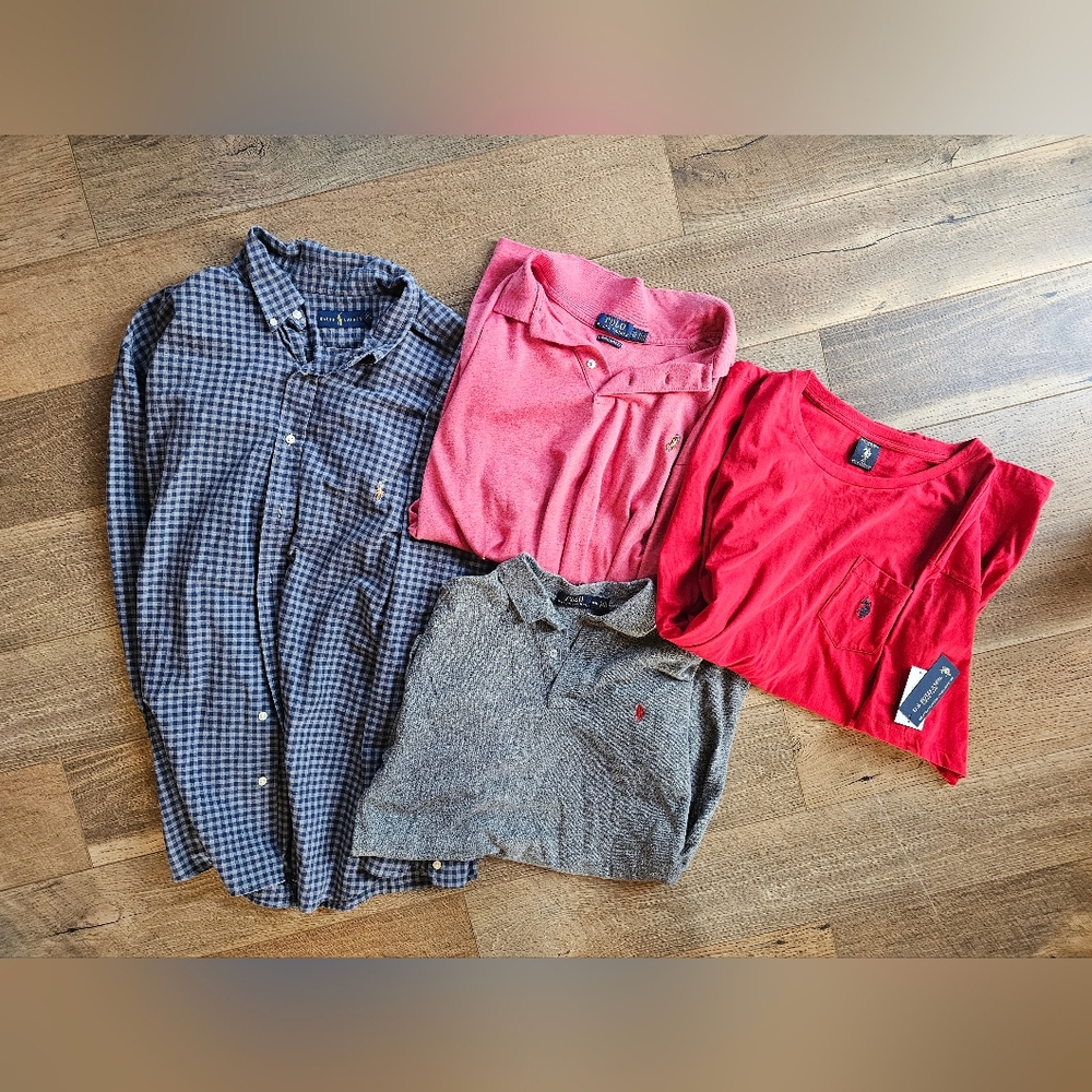 Ralph Lauren Clothing Lot Classic Fit Blue Checkered Long Sleeve Shirt Men's